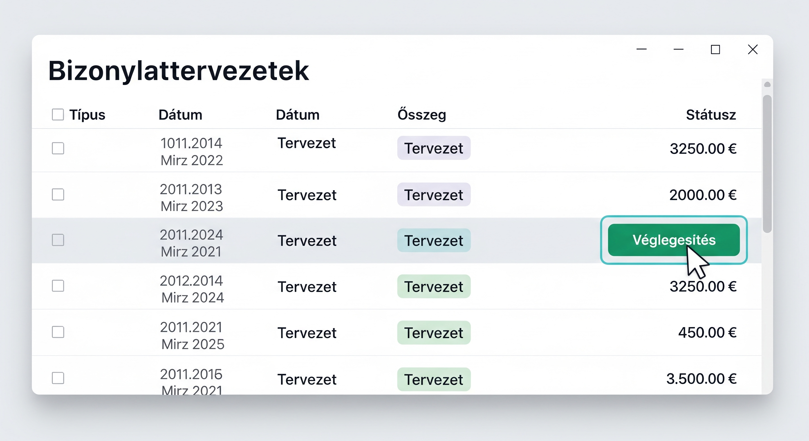 Bizonylattervezetek